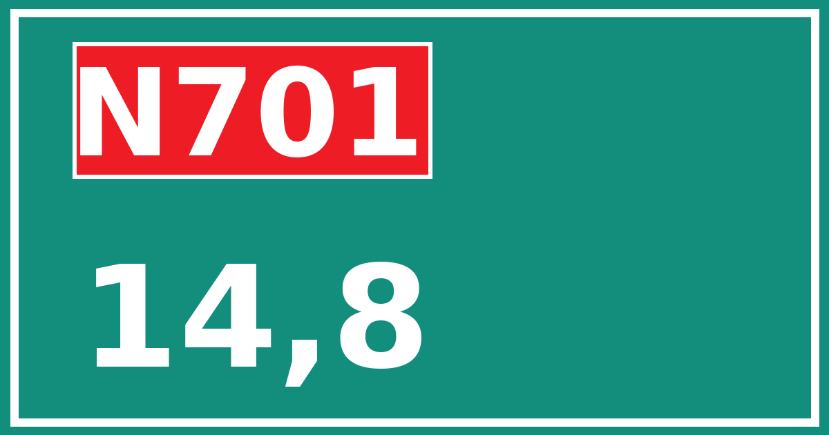 Hectometerbord N701 14,8