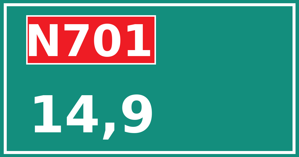 Hectometerbord N701 14,9