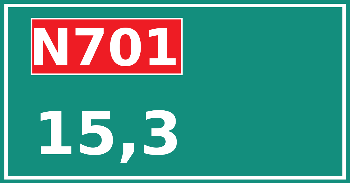 Hectometerbord N701 15,3