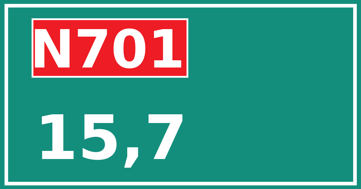 Hectometerbord N701 15,7