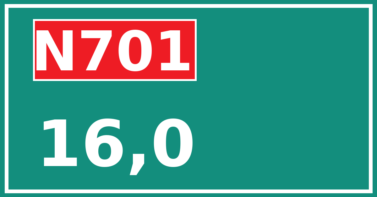 Hectometerbord N701 16,0