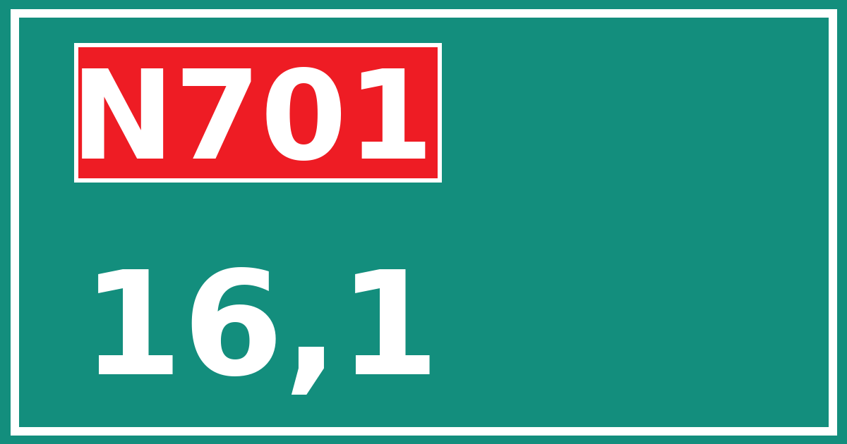 Hectometerbord N701 16,1