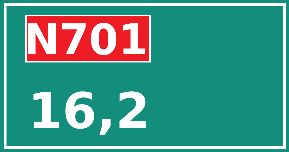 Hectometerbord N701 16,2