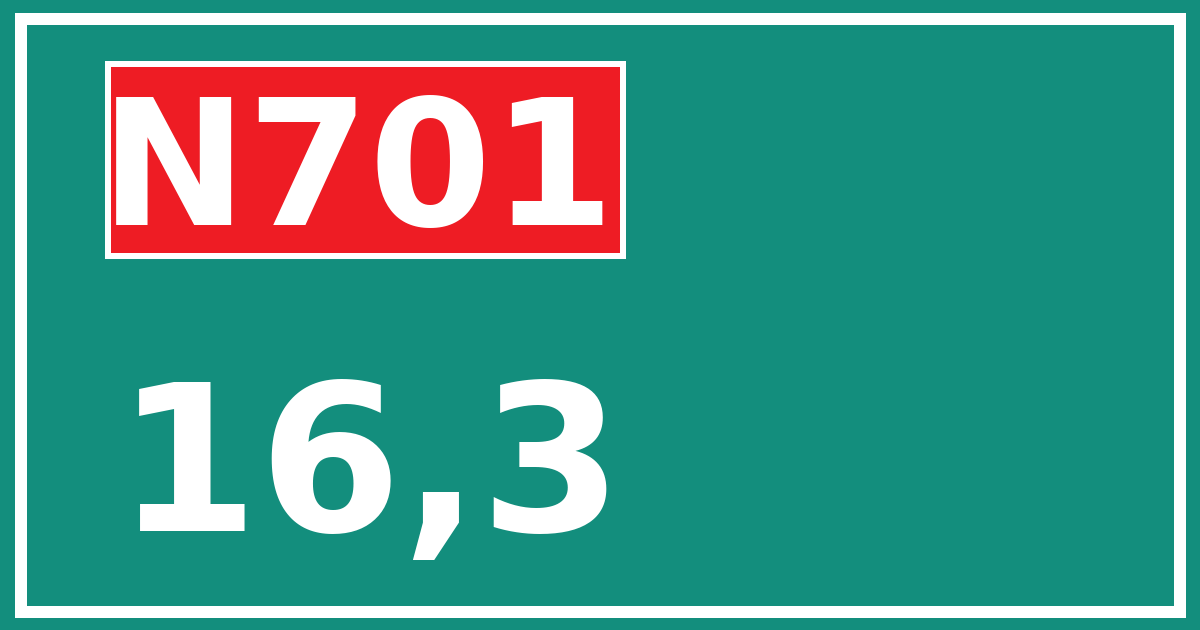 Hectometerbord N701 16,3
