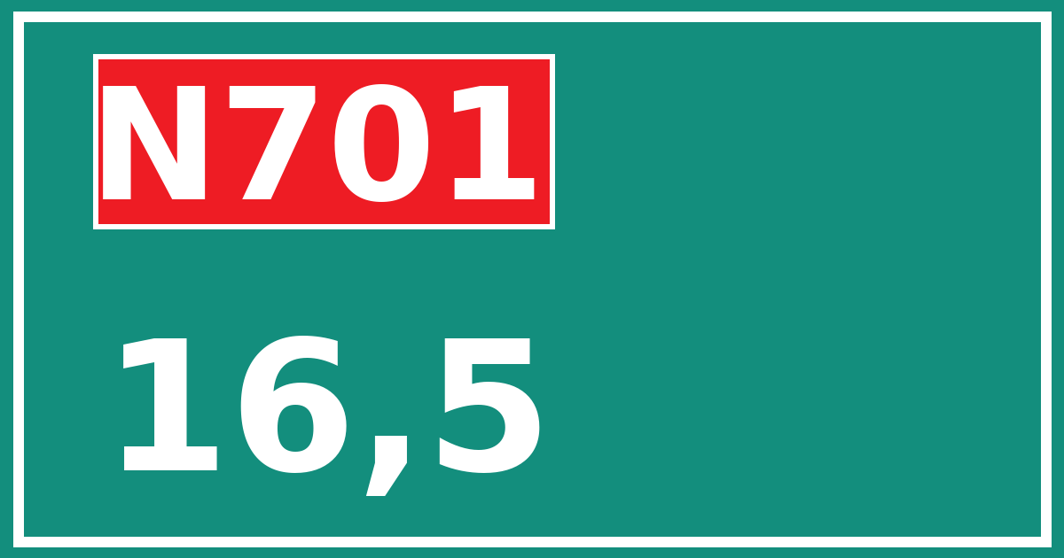 Hectometerbord N701 16,5