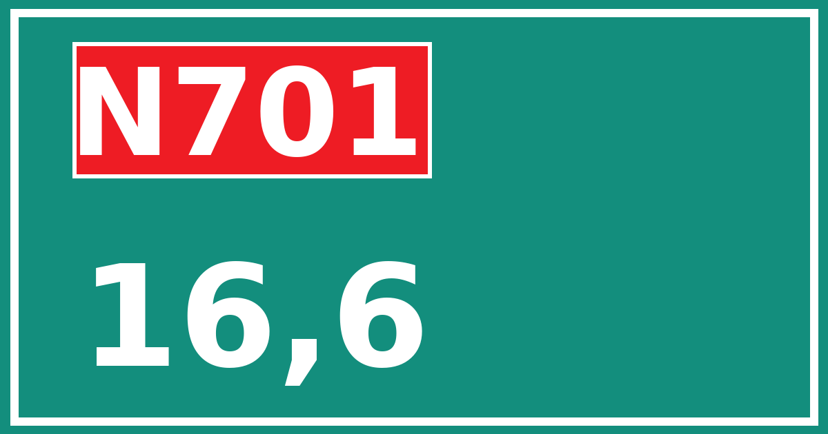 Hectometerbord N701 16,6