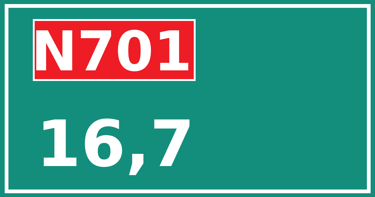 Hectometerbord N701 16,7