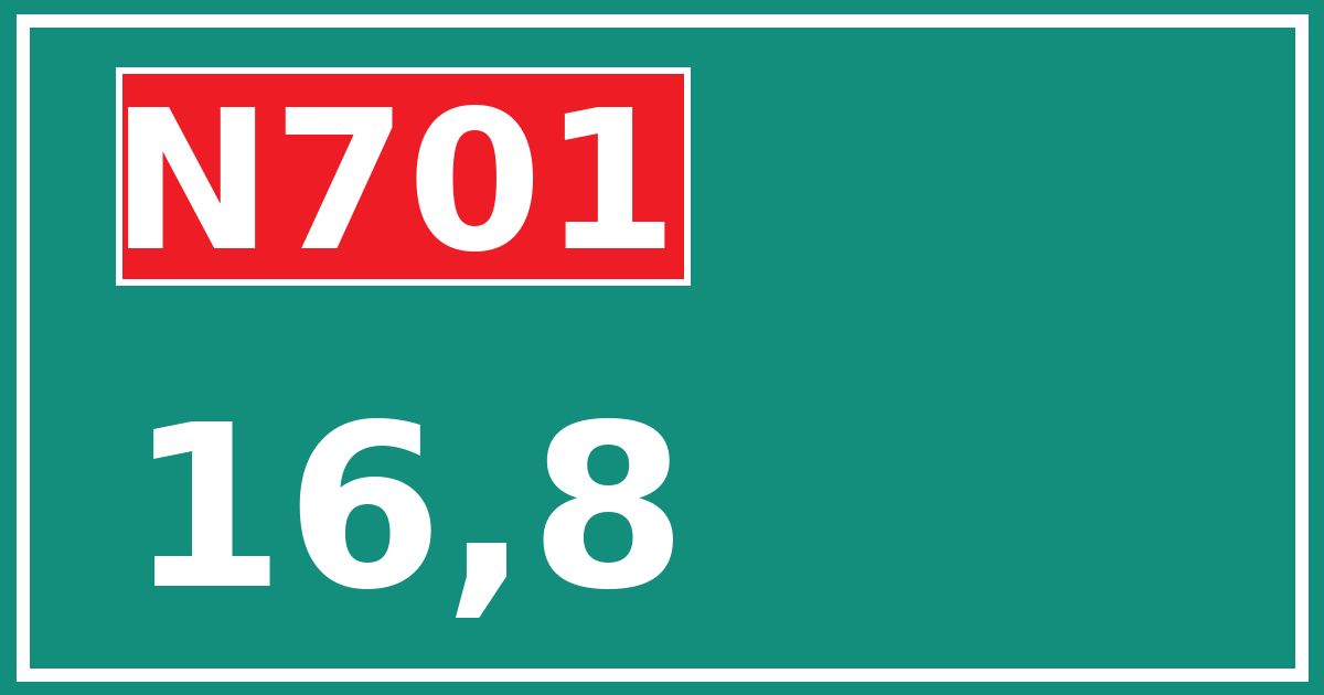 Hectometerbord N701 16,8
