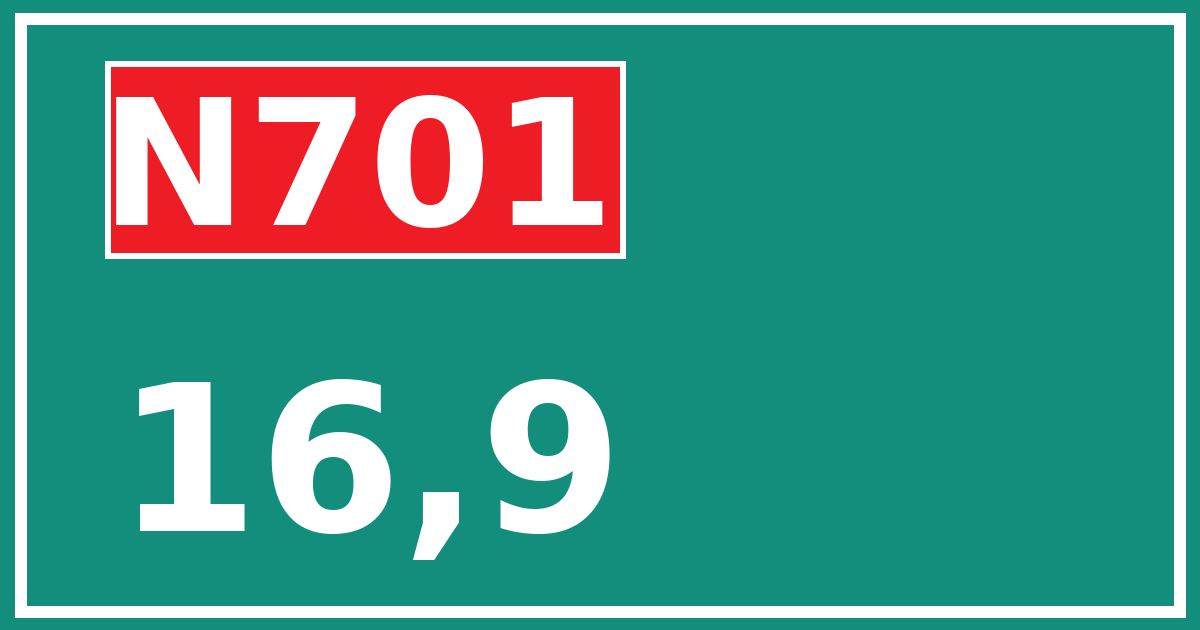 Hectometerbord N701 16,9