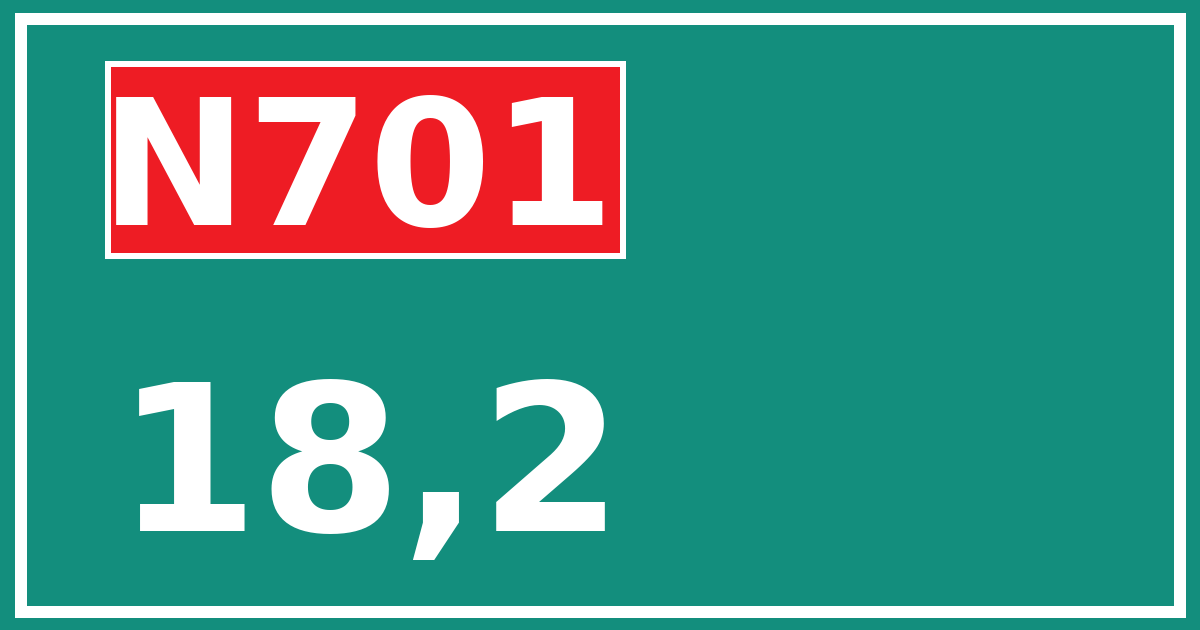 Hectometerbord N701 18,2