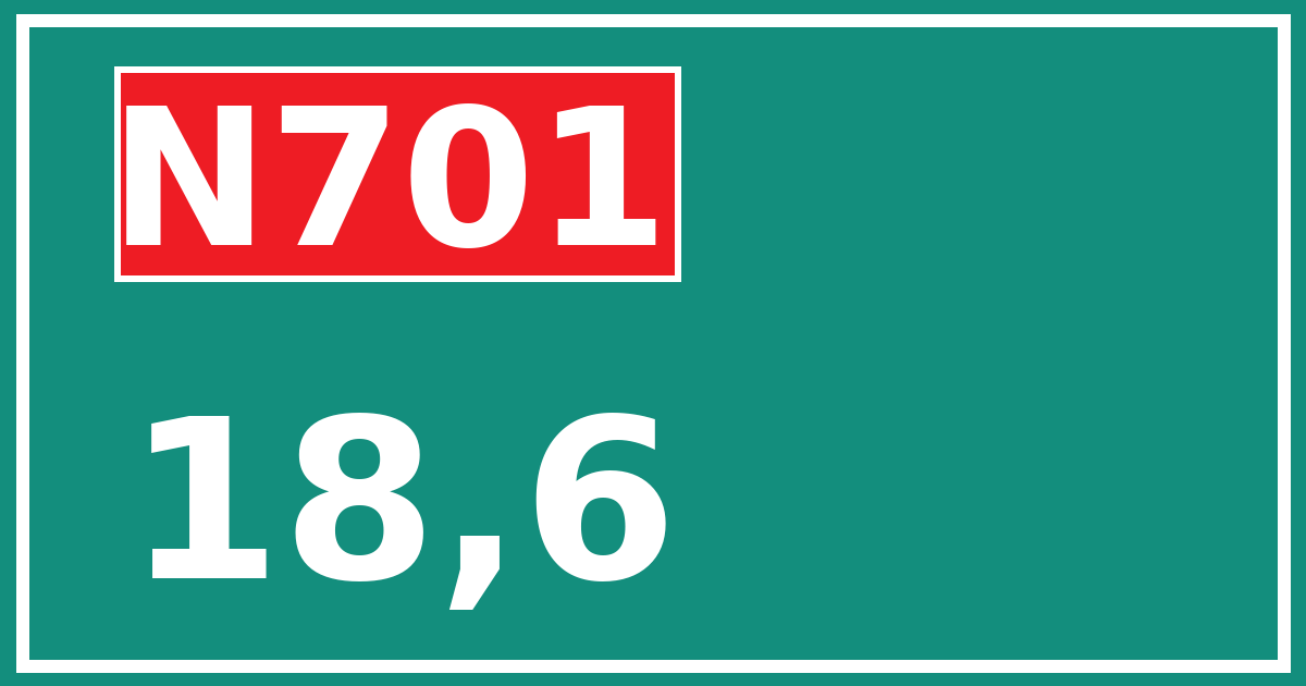 Hectometerbord N701 18,6