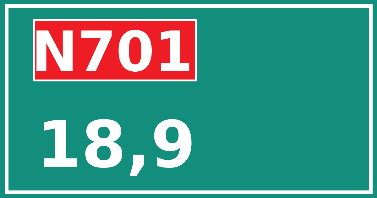 Hectometerbord N701 18,9