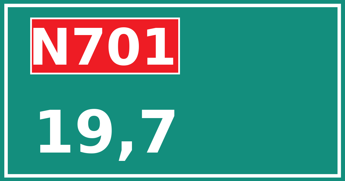 Hectometerbord N701 19,7