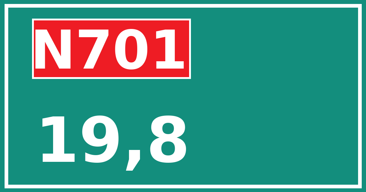 Hectometerbord N701 19,8