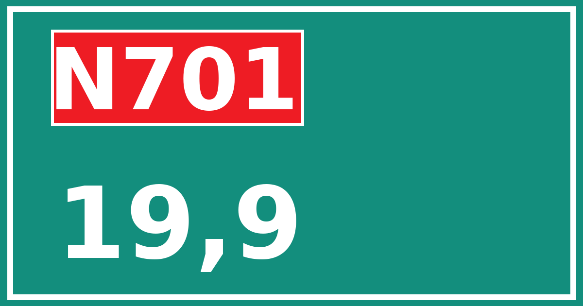 Hectometerbord N701 19,9