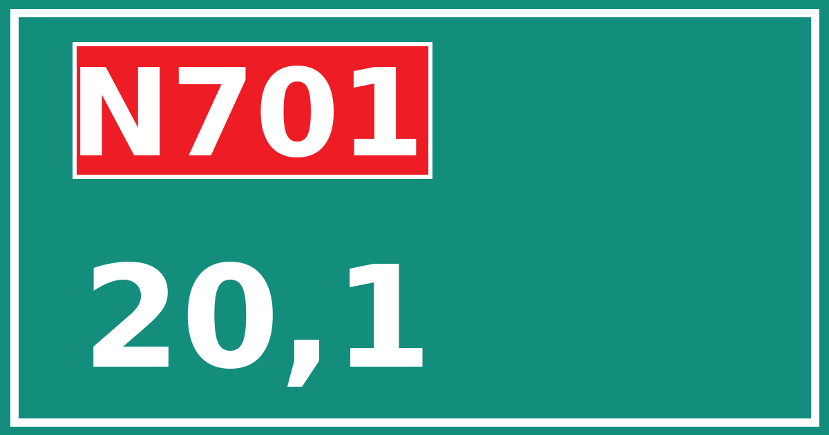 Hectometerbord N701 20,1