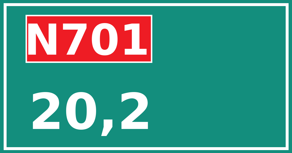 Hectometerbord N701 20,2