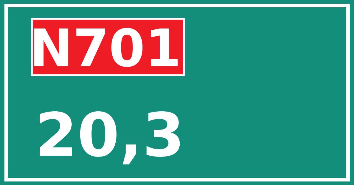 Hectometerbord N701 20,3