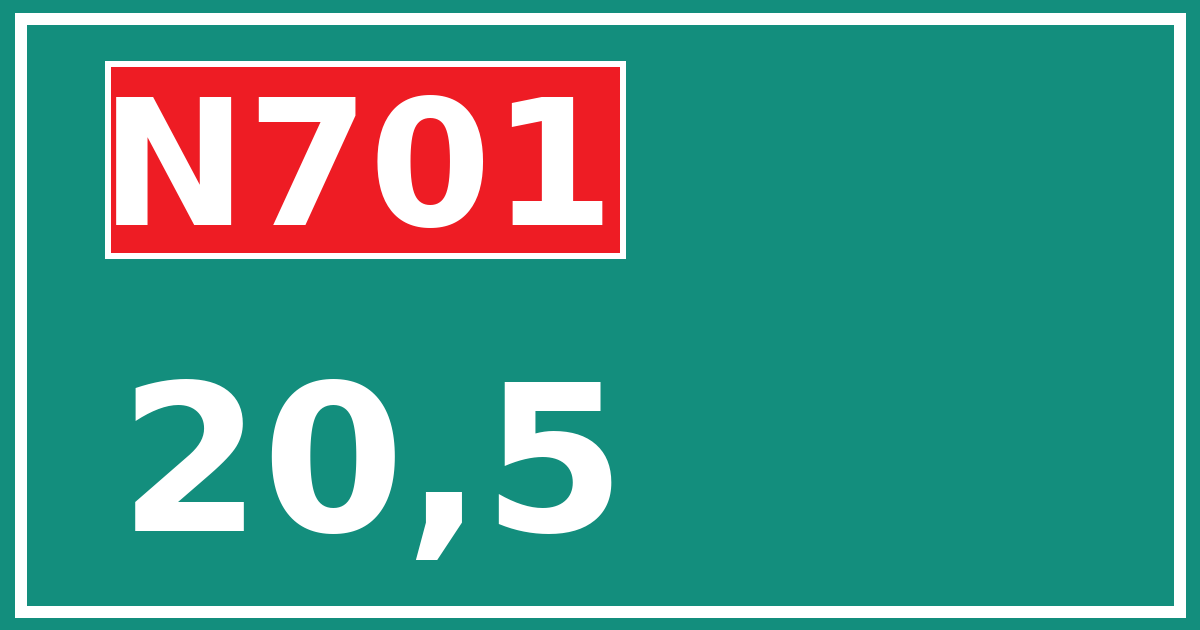 Hectometerbord N701 20,5