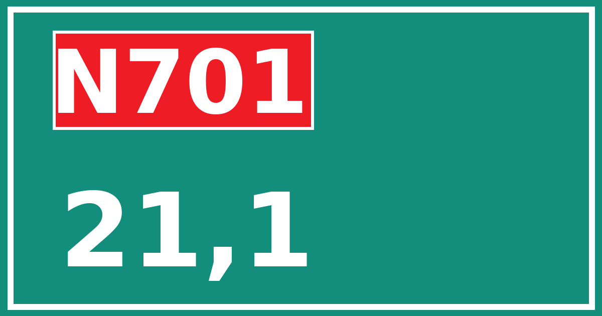 Hectometerbord N701 21,1