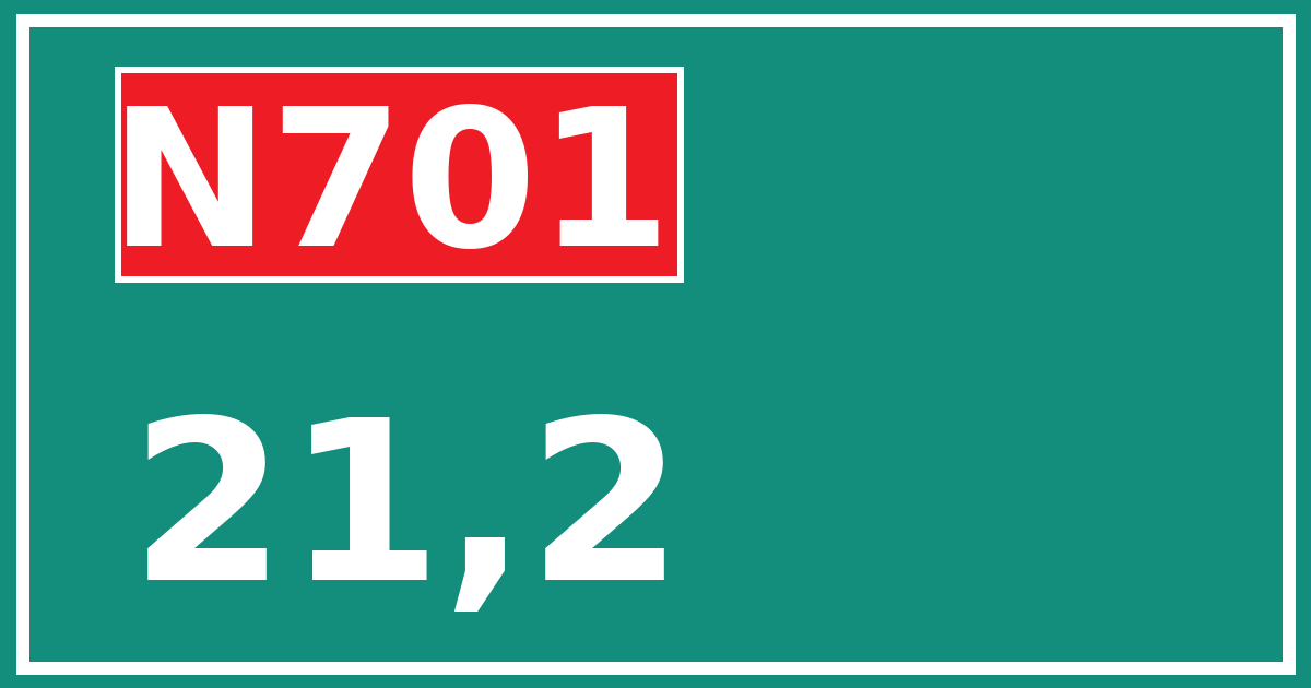 Hectometerbord N701 21,2