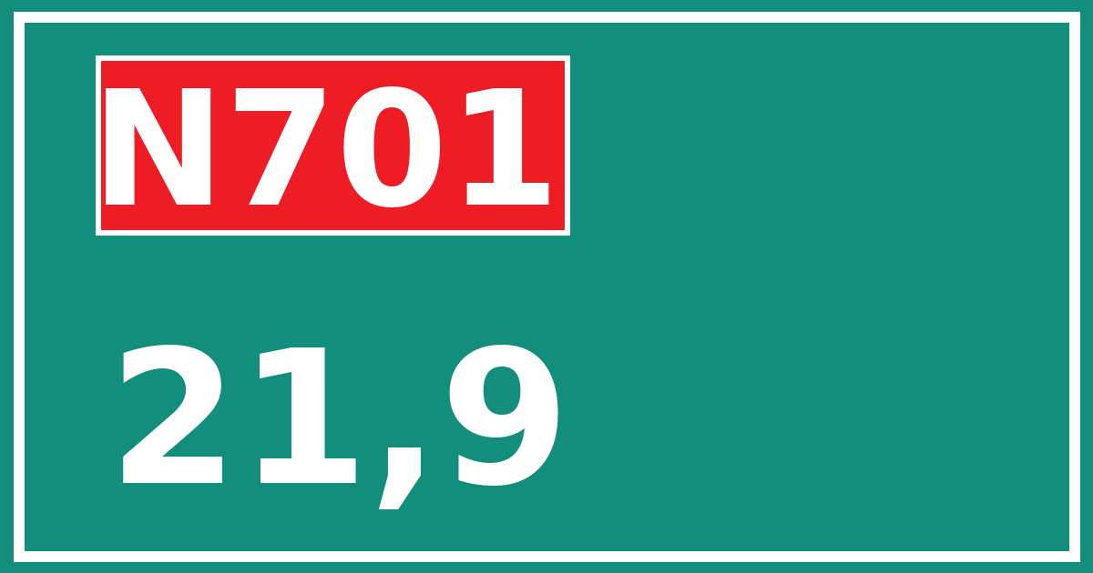 Hectometerbord N701 21,9