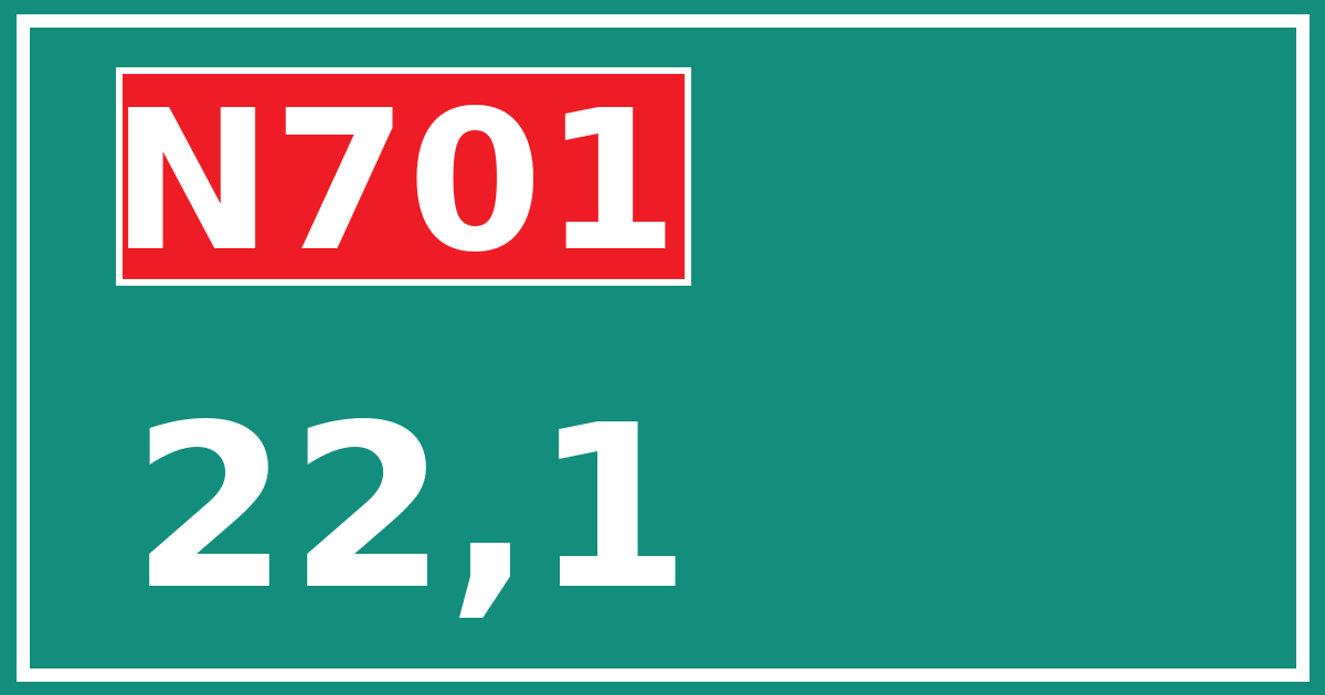 Hectometerbord N701 22,1