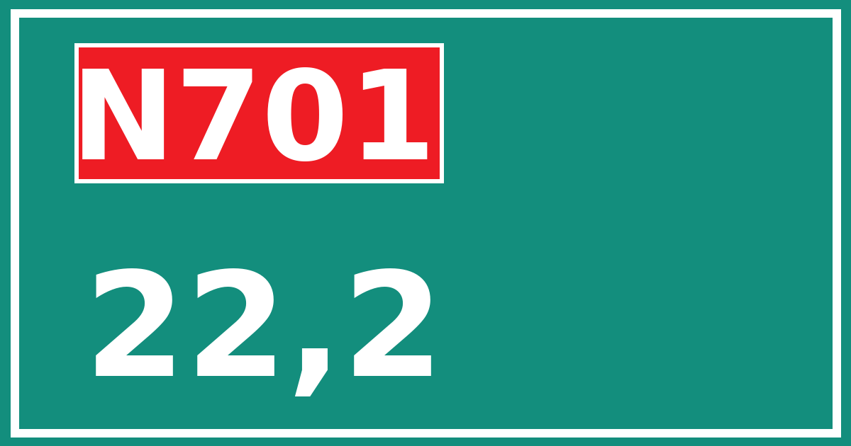 Hectometerbord N701 22,2