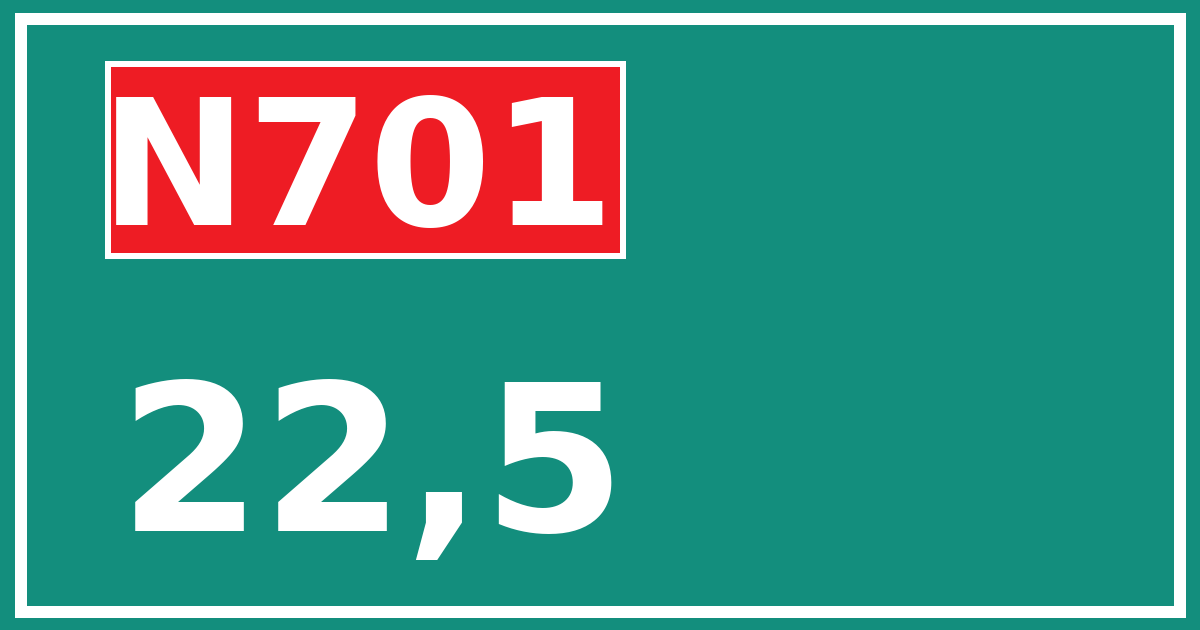 Hectometerbord N701 22,5