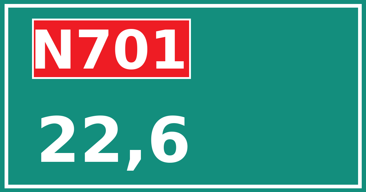 Hectometerbord N701 22,6