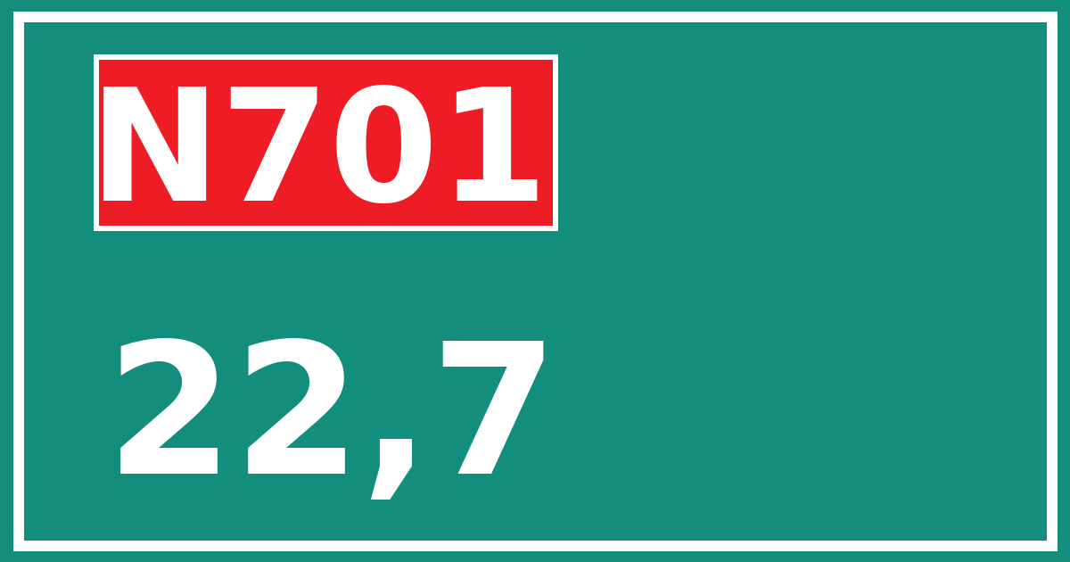 Hectometerbord N701 22,7