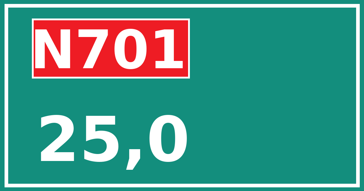 Hectometerbord N701 25,0