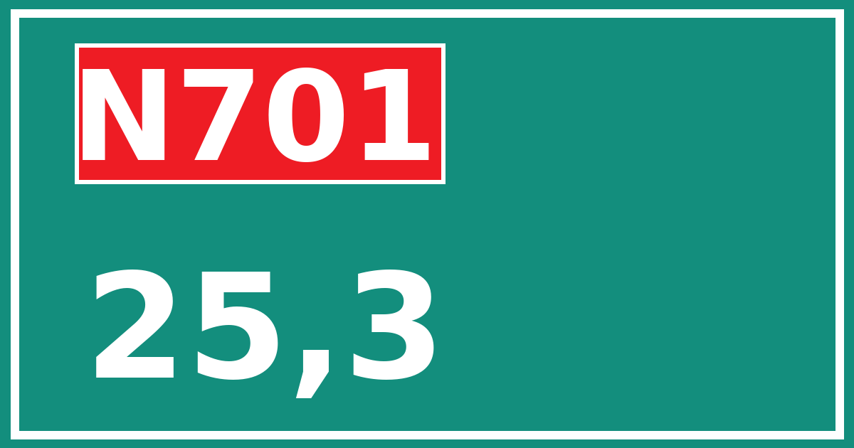 Hectometerbord N701 25,3