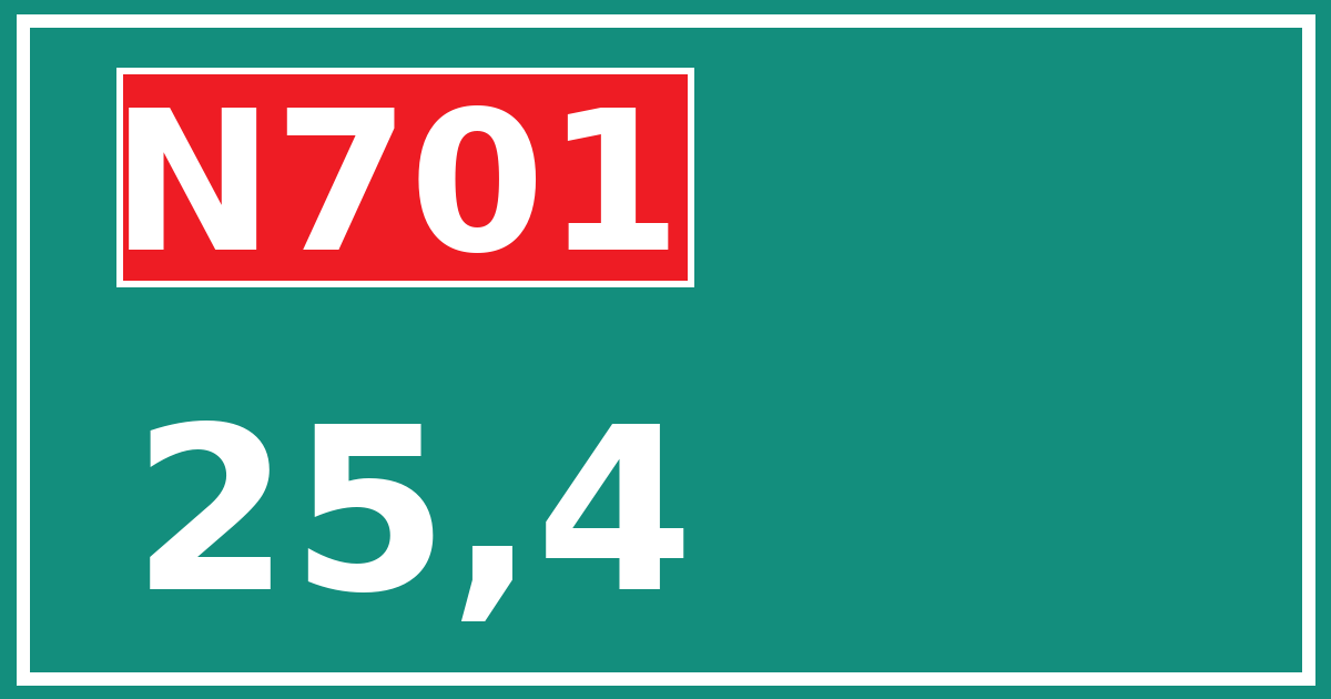Hectometerbord N701 25,4