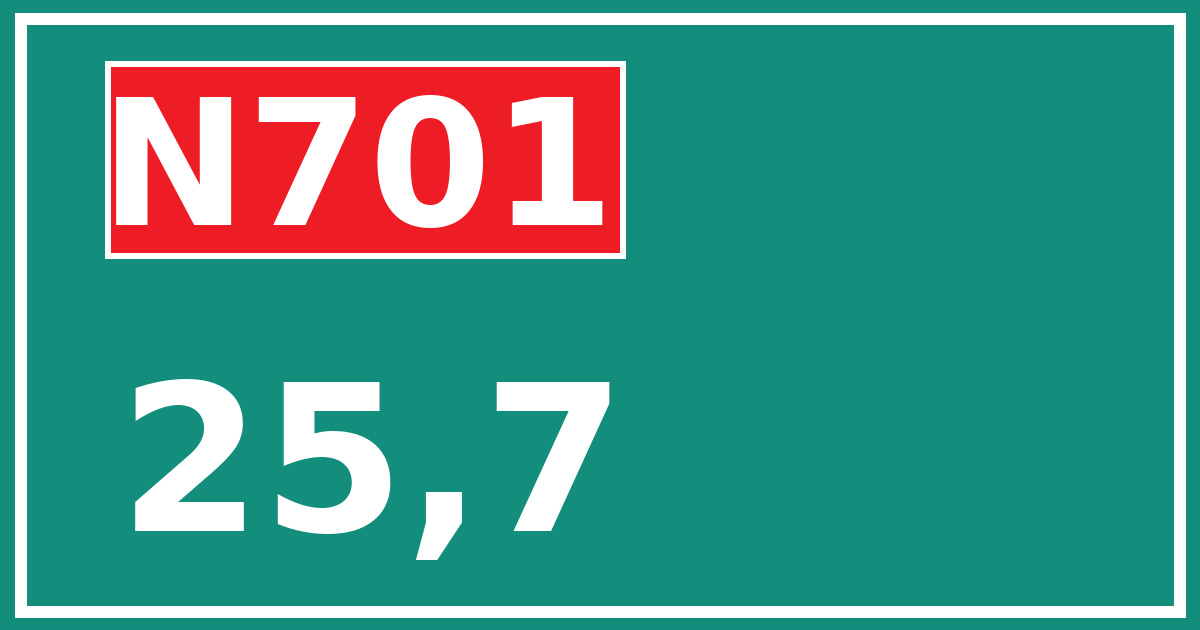 Hectometerbord N701 25,7