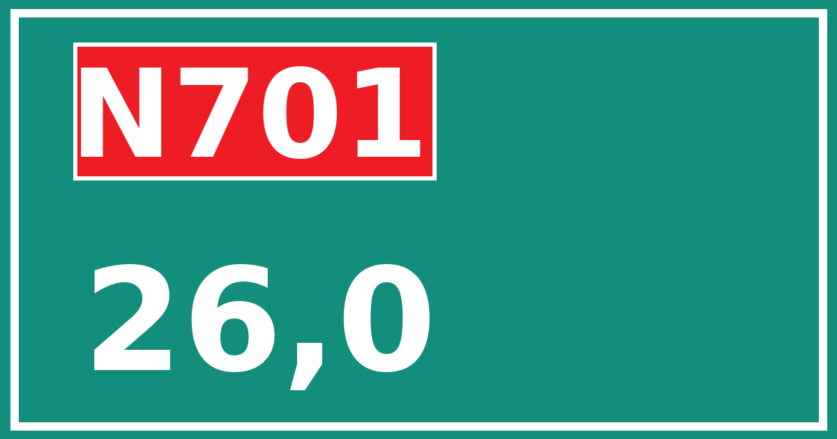 Hectometerbord N701 26,0