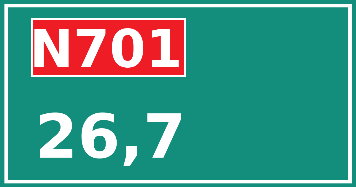 Hectometerbord N701 26,7