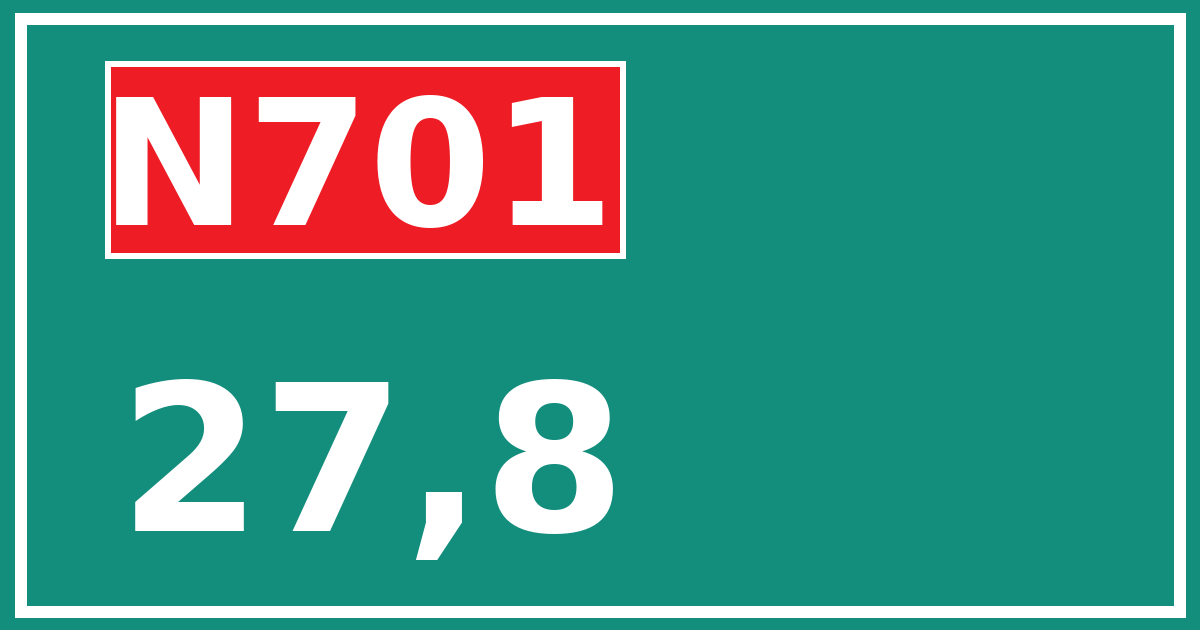 Hectometerbord N701 27,8