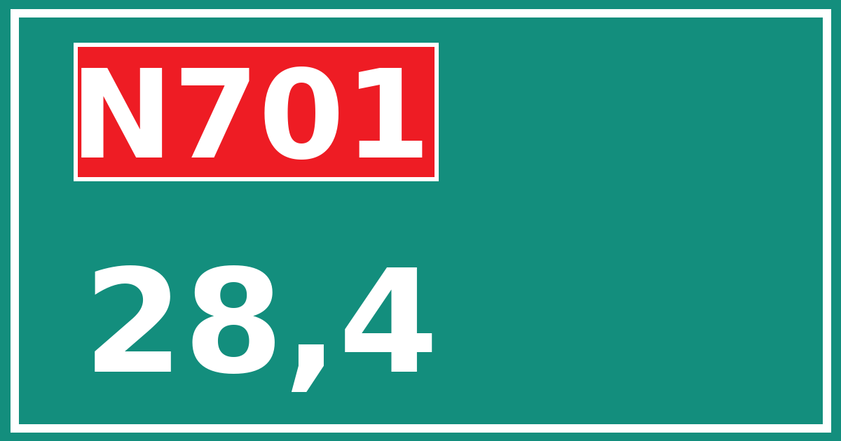 Hectometerbord N701 28,4