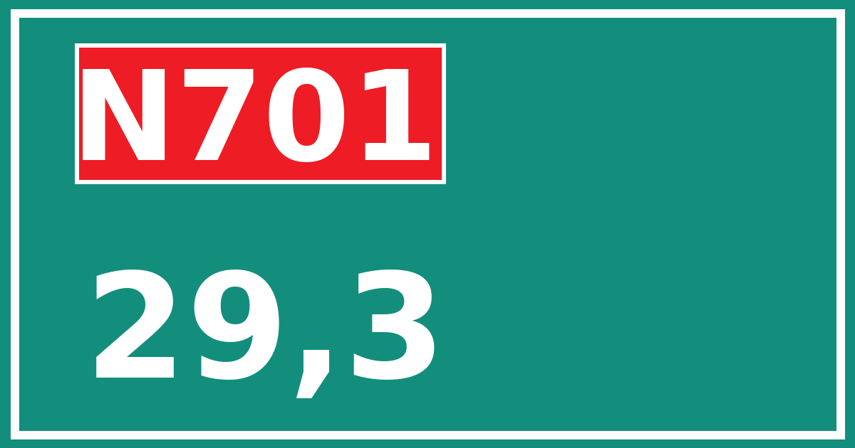 Hectometerbord N701 29,3