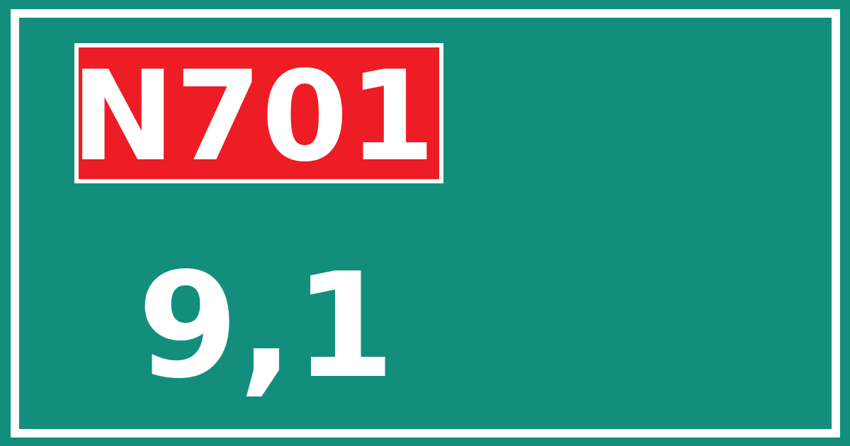 Hectometerbord N701 9,1