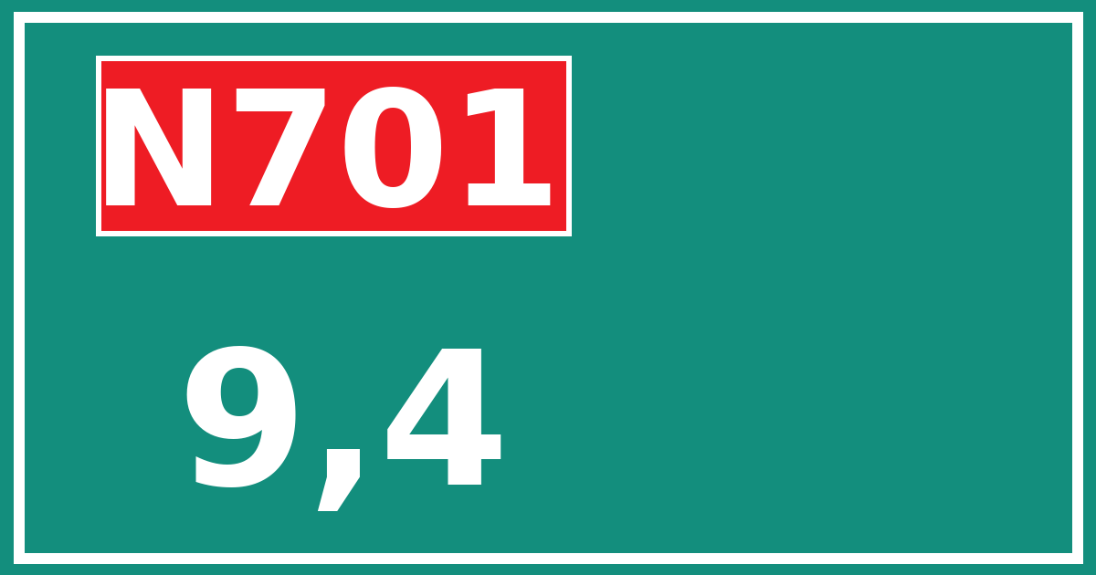 Hectometerbord N701 9,4
