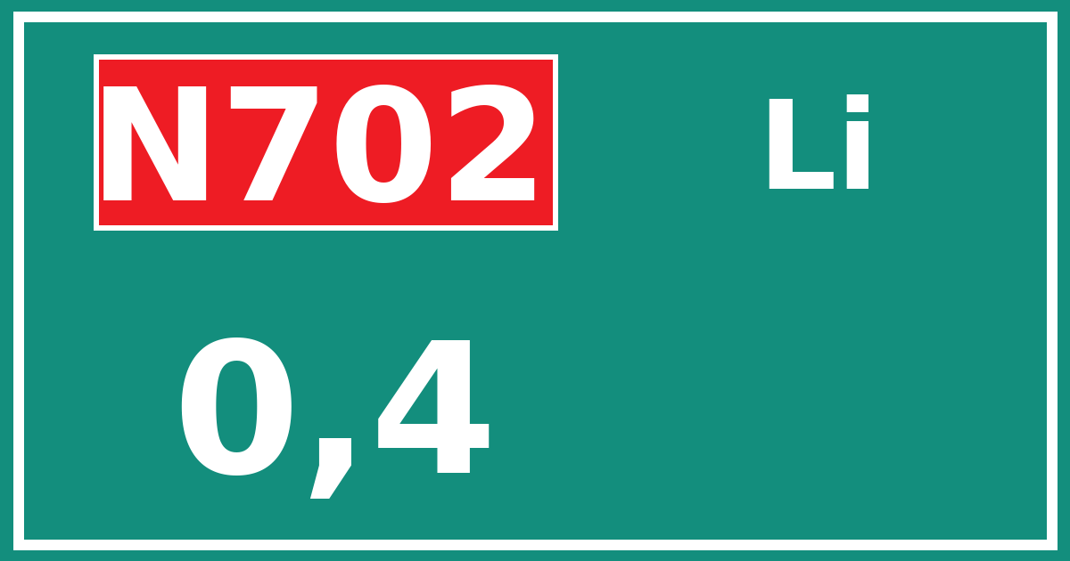 Hectometerbord N702 0,4 zijde Li