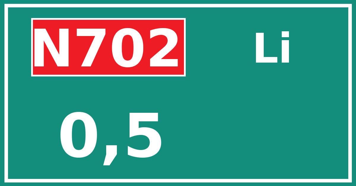 Hectometerbord N702 0,5 zijde Li