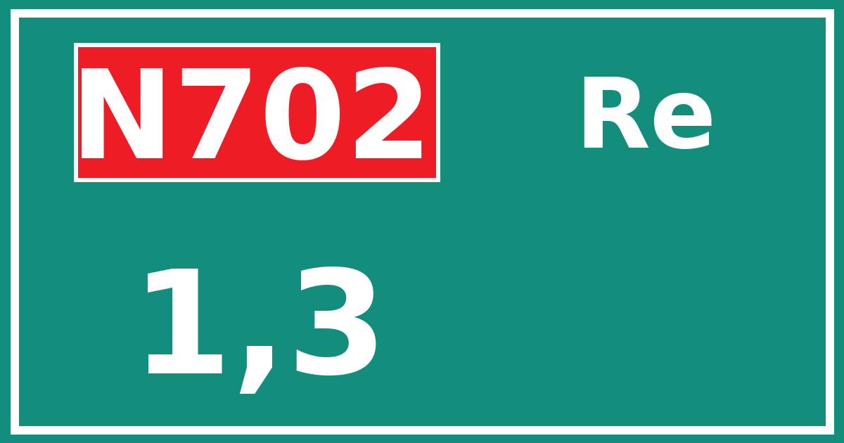 Hectometerbord N702 1,3 zijde Re
