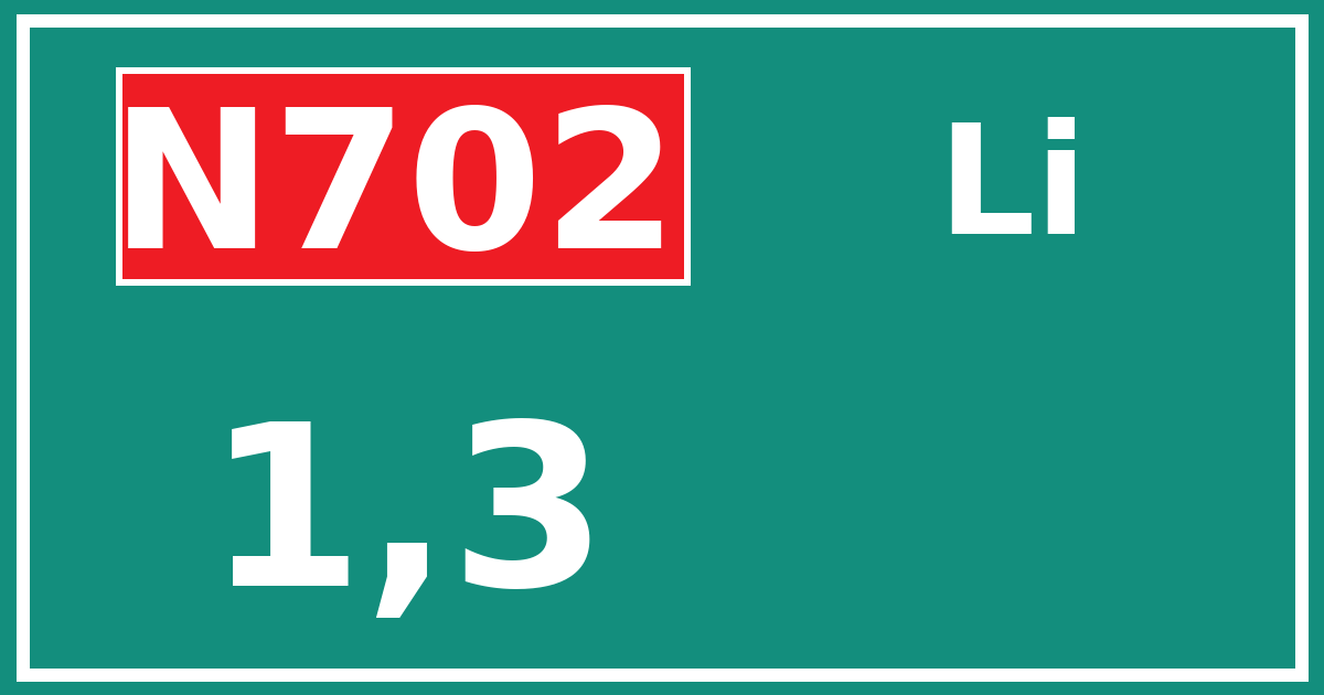 Hectometerbord N702 1,3 zijde Li