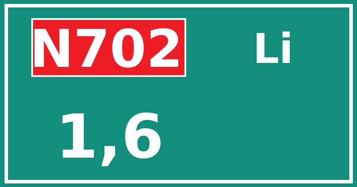 Hectometerbord N702 1,6 zijde Li