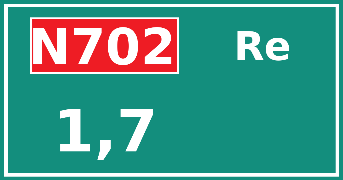 Hectometerbord N702 1,7 zijde Re