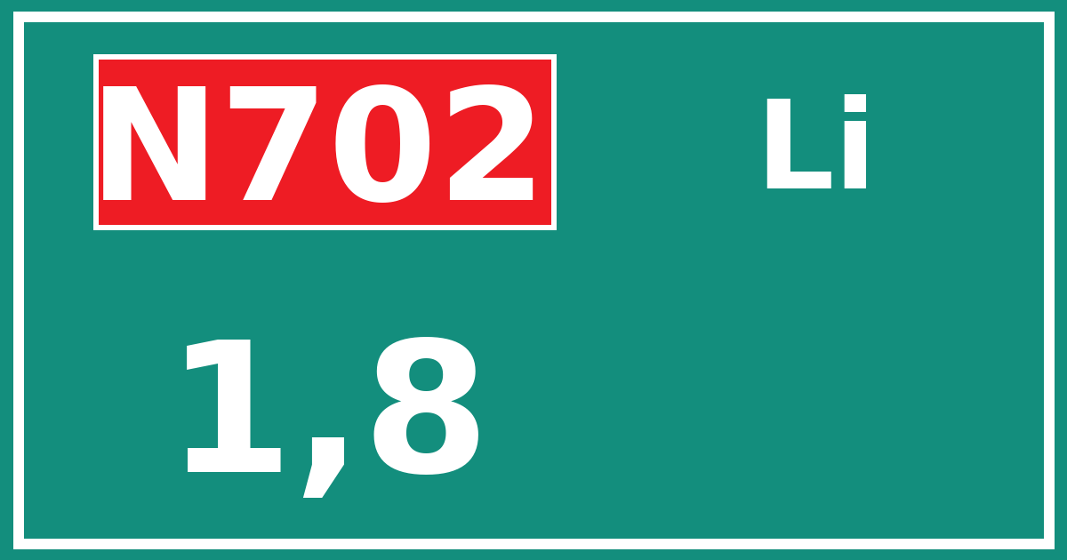 Hectometerbord N702 1,8 zijde Li