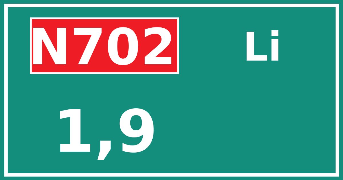 Hectometerbord N702 1,9 zijde Li
